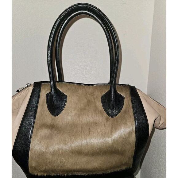 NWT! Pour La Victoire Cow Hair And Leather Handbag Colorblock $395 14x12x4 - Picture 5 of 15